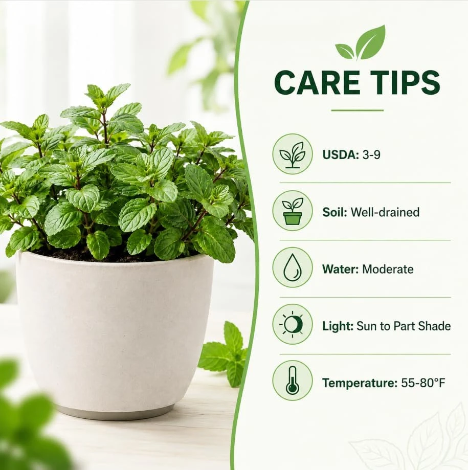 Peppermint Live Plant – Fragrant Herb for Garden – 2-4 Inch Tall – USDA Zones 3-9 - Image 8