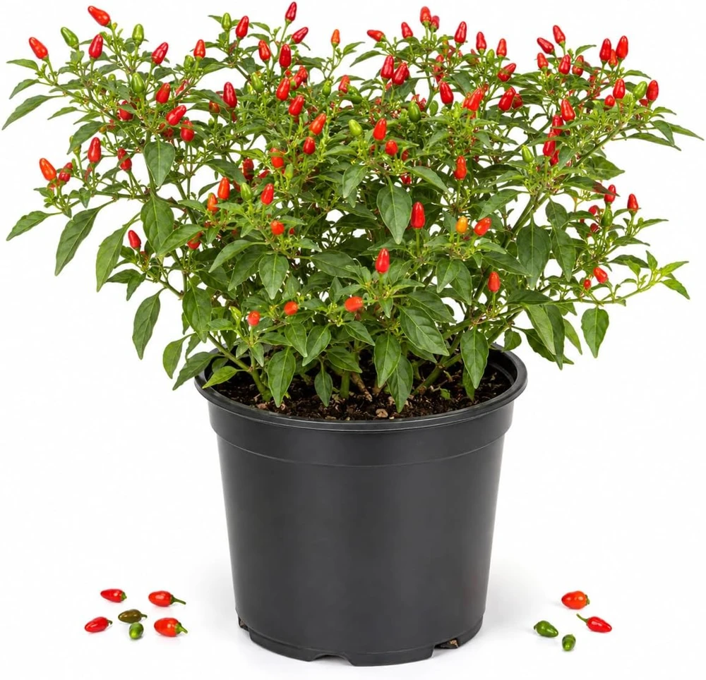 Pequin Chili Pepper Live Plants - 2 Seedlings, 3-5 Inches Tall, Red Hot Pepper for Garden & Containers - Image 1