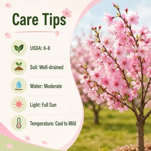 Pink Cherry Blossom Live Plants – Set of 2 Flowering Trees, 5-10 Inch Tall, 2.5 Inch Pot, Outdoor - Image 4