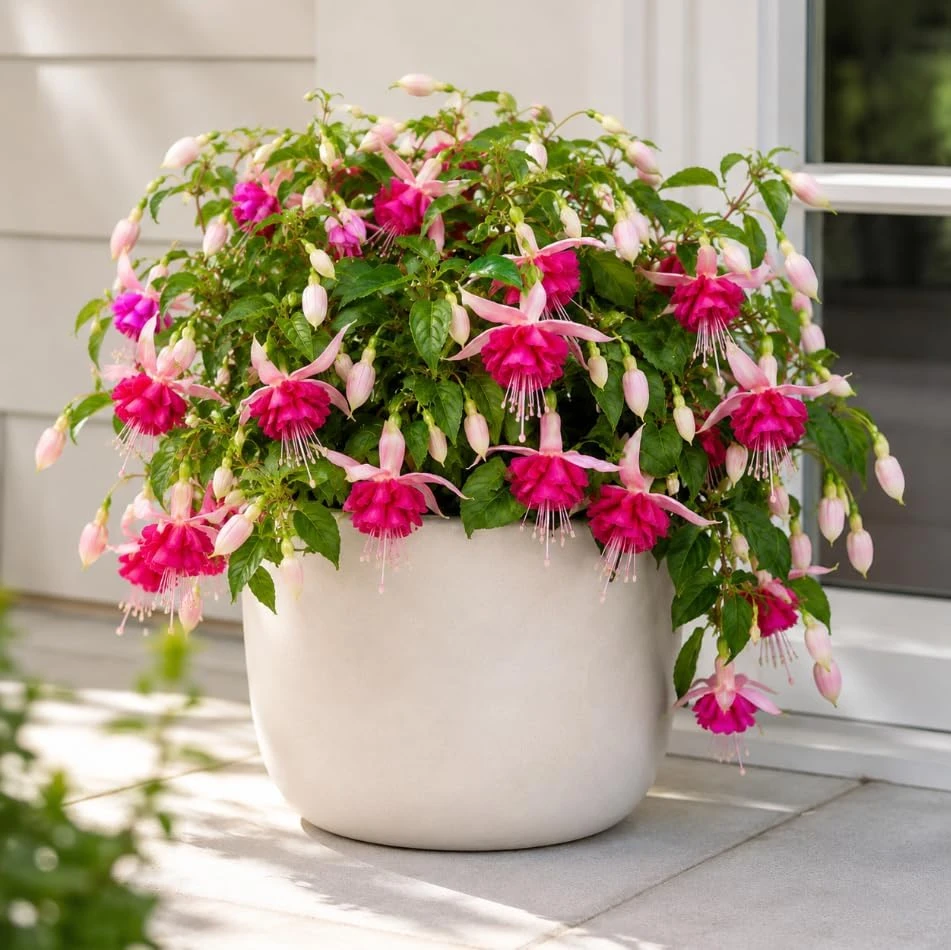 Pink Rosella Fuchsia Live Plant – Double Pink Flowers – 4-6 inch Tall – 5 Inch Pot - Image 4