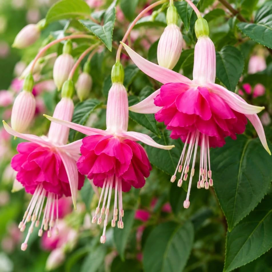 Pink Rosella Fuchsia Live Plant – Double Pink Flowers – 4-6 inch Tall – 5 Inch Pot - Image 6