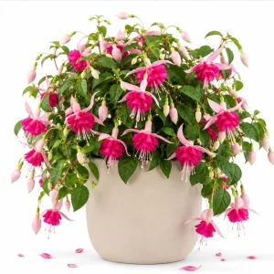 Pink Rosella Fuchsia Live Plant, Double Pink Flowers, 4-6 inch Tall, 5 Inch Pot - Image 1