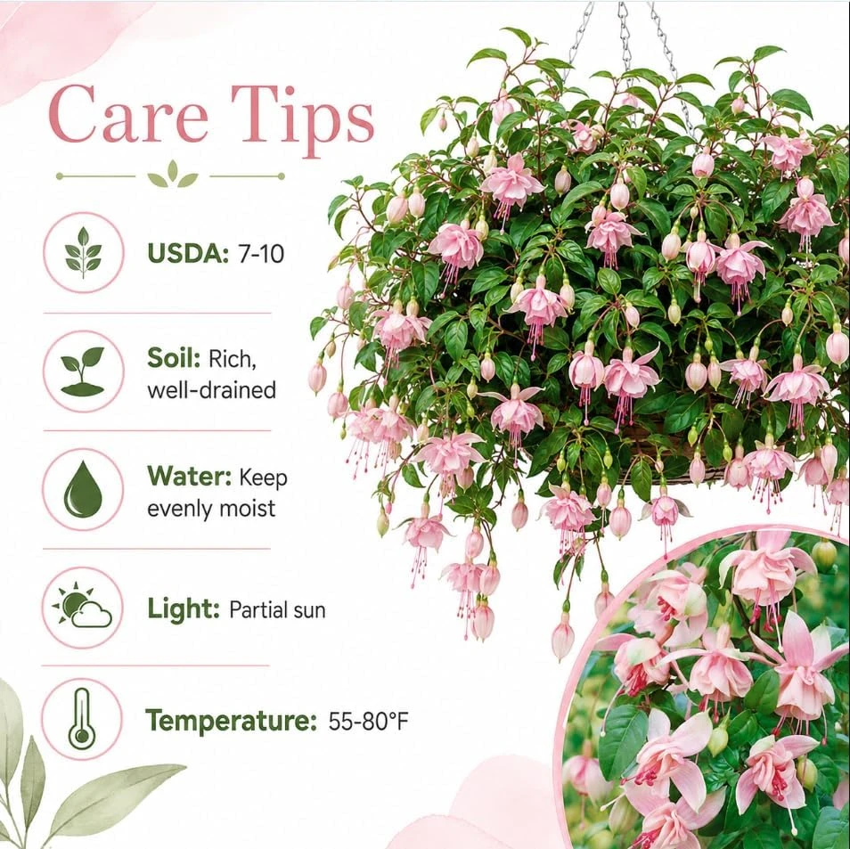 Pink White Fuchsia Live Plant – 4-6 inch Tall – 5 Inch Pot – Outdoor - Image 4
