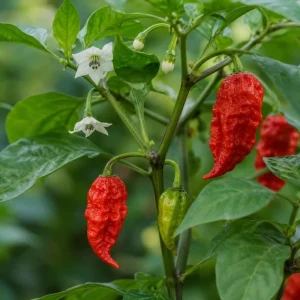 Red Bhut Jolokia Ghost Pepper Live Plants - 2 Per Pot, 3-5 Inch Tall Hot Chili Seedlings for Outdoor Garden - Image 3