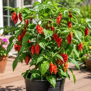 Red Bhut Jolokia Ghost Pepper Live Plants - 2 Per Pot, 3-5 Inch Tall Hot Chili Seedlings for Outdoor Garden - Image 5