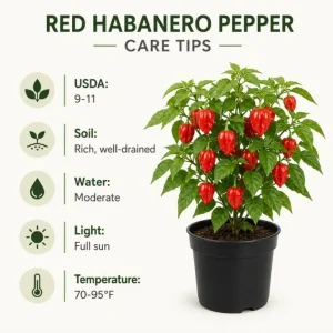 Red Habanero Pepper Live Plants - 2 Pack Hot Chili Seedlings 3-6 Inches Tall for Garden & Containers - Image 3