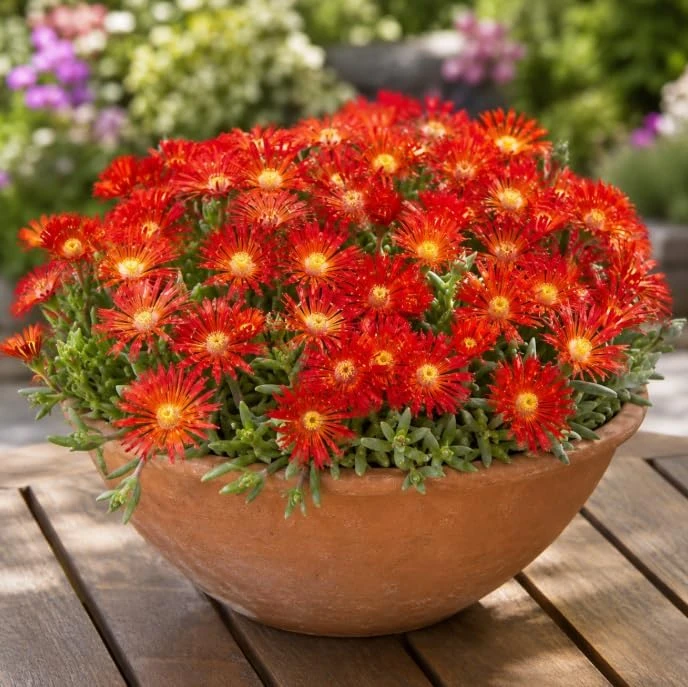 Red Ice Plants Live Succulent Ground Cover - 2 Pots, 3-6 Inch Tall, Bright Flowers - Image 2