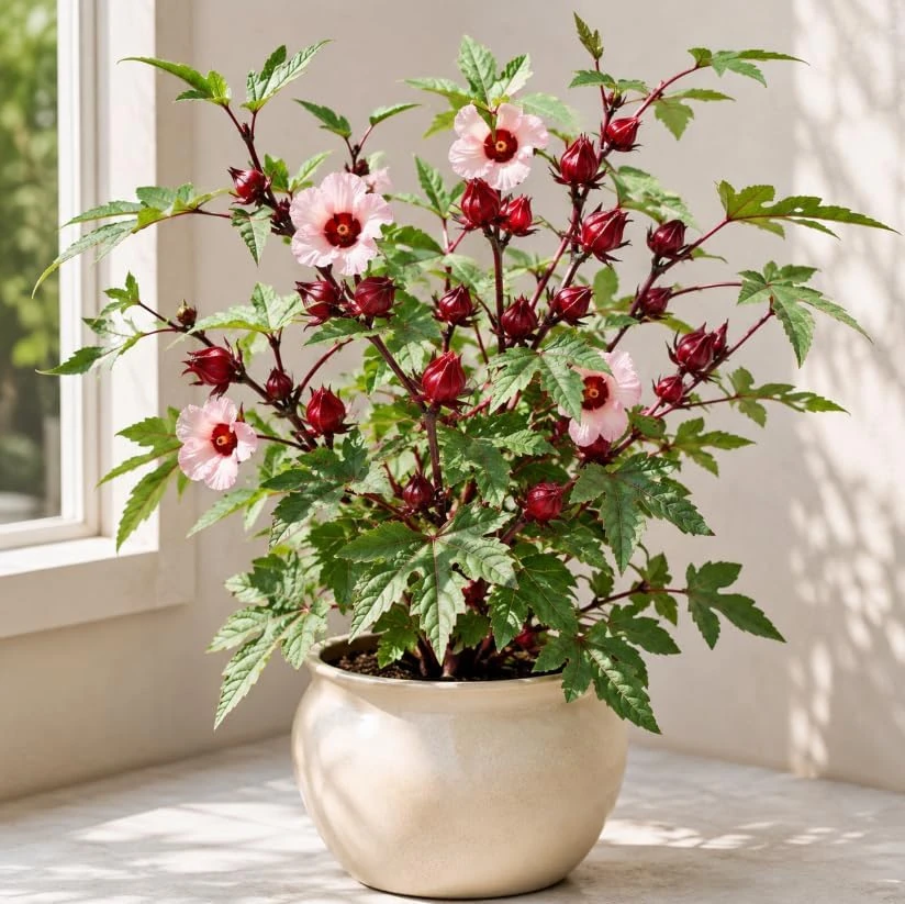 Red Roselle Live Plant Set – 2 Jamaican Hibiscus Plants – 4 Inch Pot – 6-10 Inches Tall - Image 7