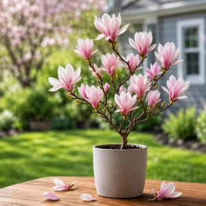 Saucer Magnolia Live Plant – Fragrant Bush Flowers – 5-10 Inch Tall – 2.5 Inch Pot – Outdoor Shrub - Image 1