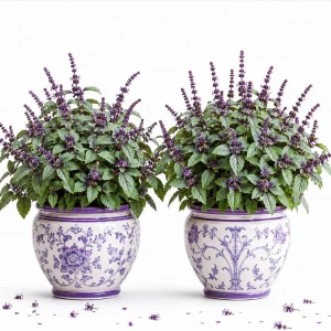 Set of 2 African Blue Basil Live Plants – Herb Plant for Garden, 2-4 Inch Tall - Image 1