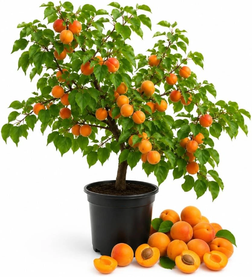 Set of 2 Apricot Trees - 1-2 Ft Tall Bare Root Live Plants for Outdoor Planting - Image 1