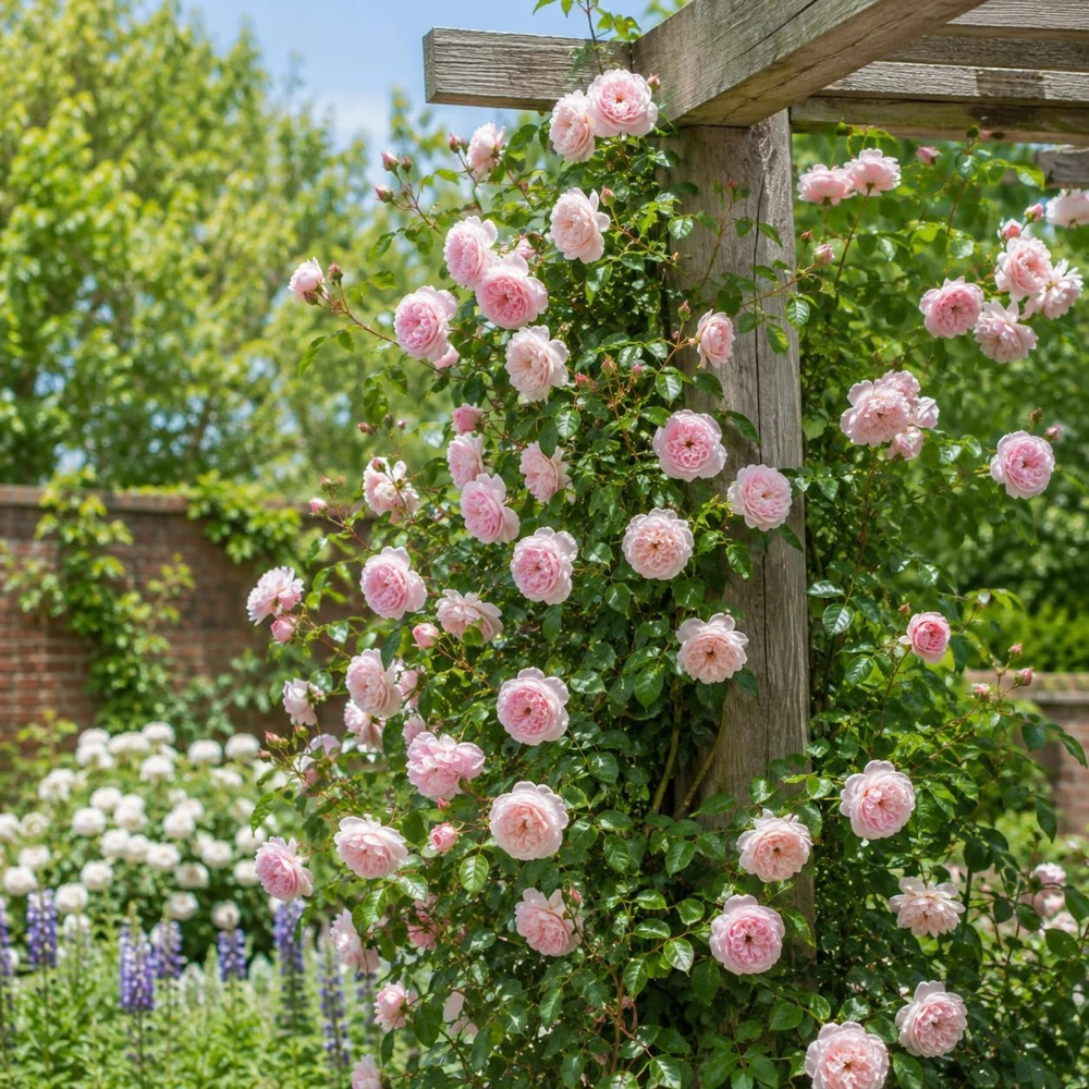 Set of 2 Light Pink Climbing Rose Plants - Fragrant Perennial Bush, 2-4 Inch Tall - Image 4