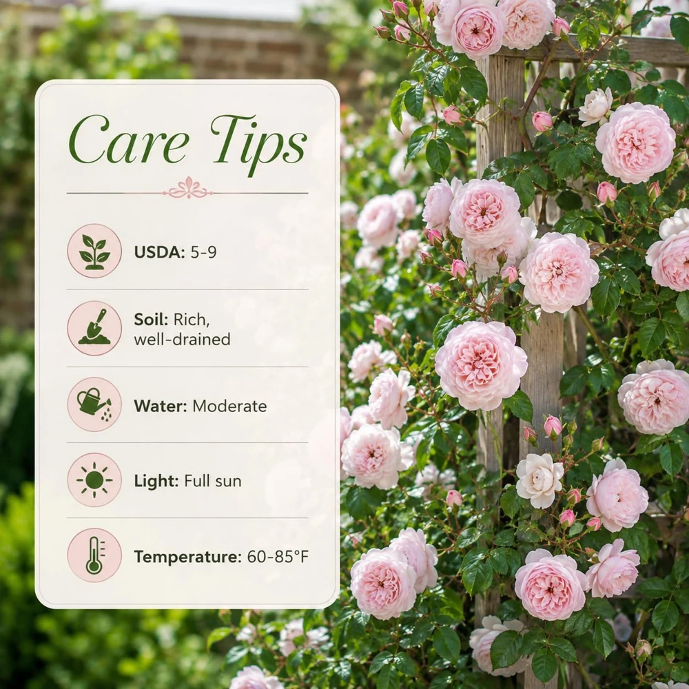Set of 2 Light Pink Climbing Rose Plants - Fragrant Perennial Bush, 2-4 Inch Tall - Image 5
