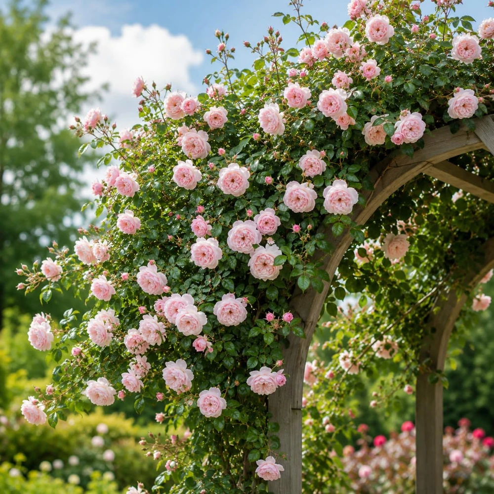 Set of 2 Light Pink Climbing Rose Plants - Fragrant Perennial Bush, 2-4 Inch Tall - Image 7