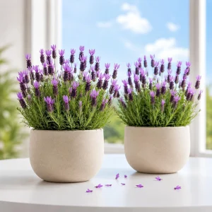Set of 2 Spanish Lavender Live Plants, Purple Fragrant Flowers, 2-4 Inch Tall, Indoor/Outdoor Perennial - Image 1