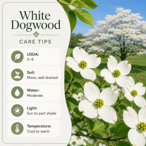 Set of 2 White Dogwood Live Plants, Flowering Ornamental Tree, 6-12 Inch Tall, Quart Pot, Outdoor - Image 5
