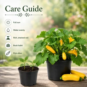 Set of 2 Yellow Summer Squash Live Plants, 4-6 Inch Zucchini Starter Seedlings for Outdoor Garden - Image 4