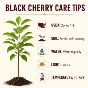 Set of 4 Black Cherry Live Trees, 1-2 ft Tall Bare Root Plants, Outdoor Fruit Trees - Image 4