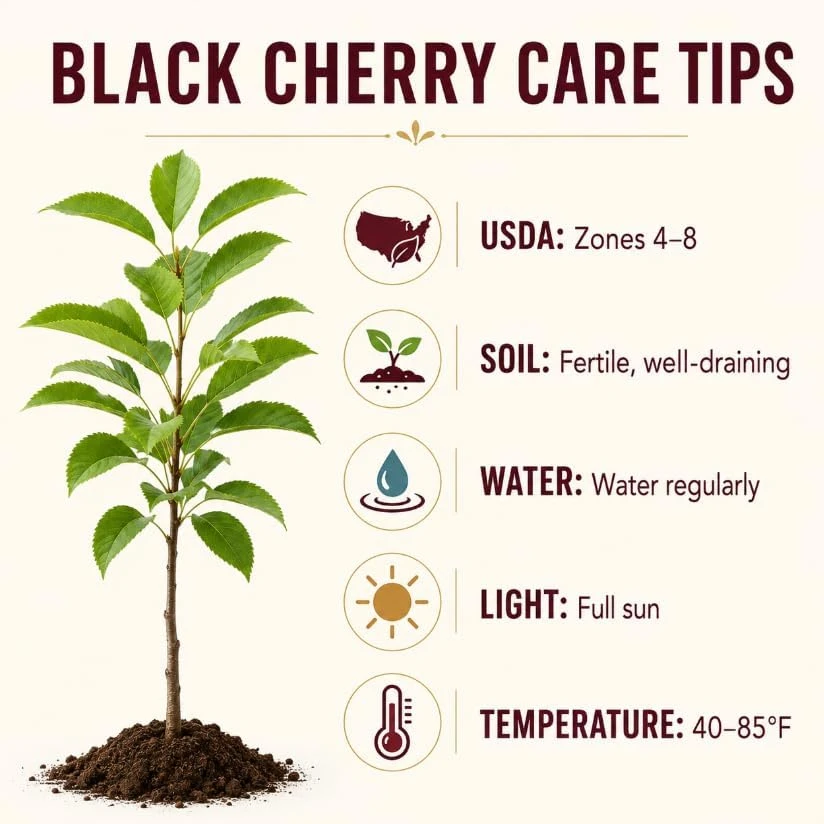 Set of 4 Black Cherry Live Trees, 1-2 ft Tall Bare Root Plants, Outdoor Fruit Trees - Image 4