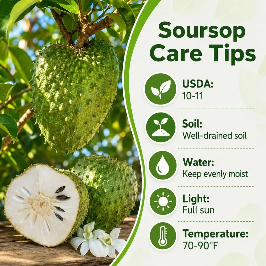 Soursop Live Plant - Guanabana Tropical Fruit Tree - 4-6 Inches Tall in 4 Inch Pot - Image 4