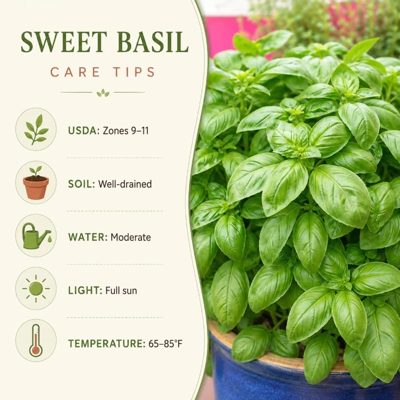 Sweet Basil Live Plant – 4 Inch Pot, 3-5 Inches Tall, 2 Plants – Culinary Herb - Image 5