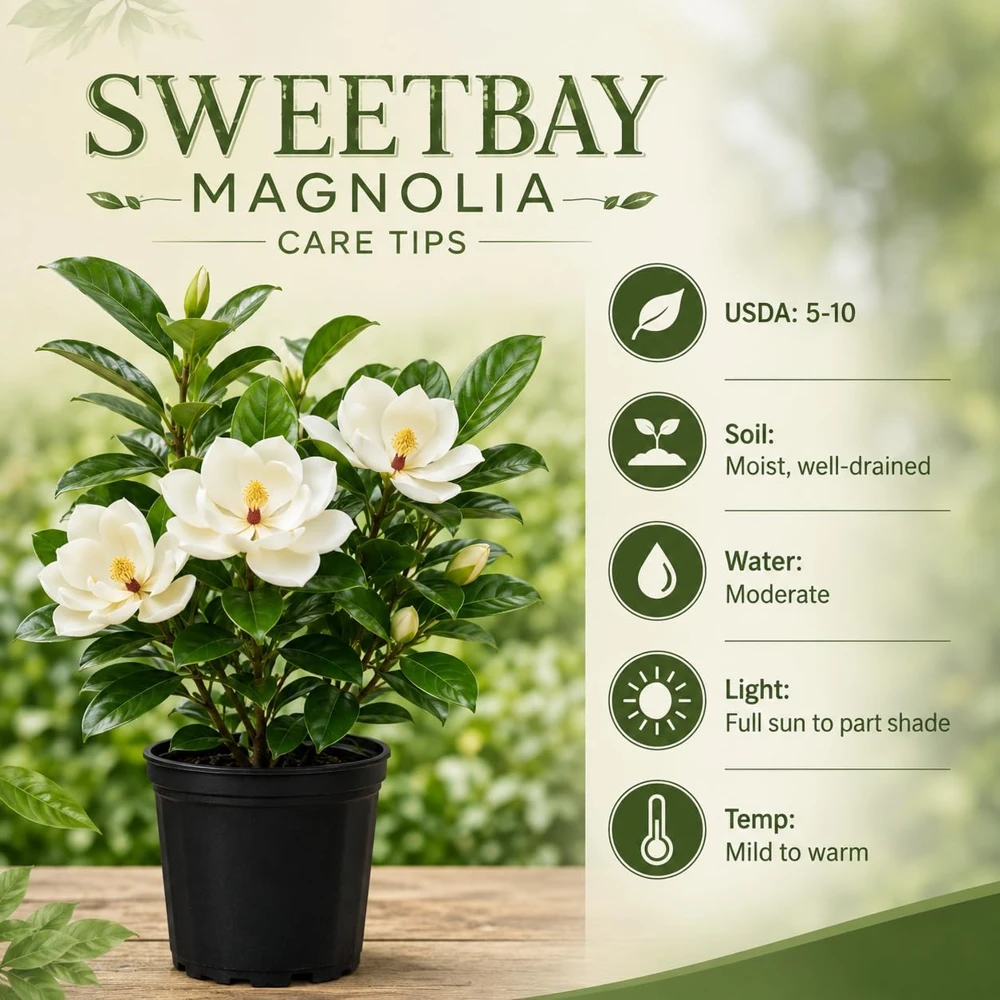 Sweetbay Magnolia Live Plant - Fragrant White Flowers, 6-12 Inch Tall, Quart Pot, Outdoor Tree - Image 4