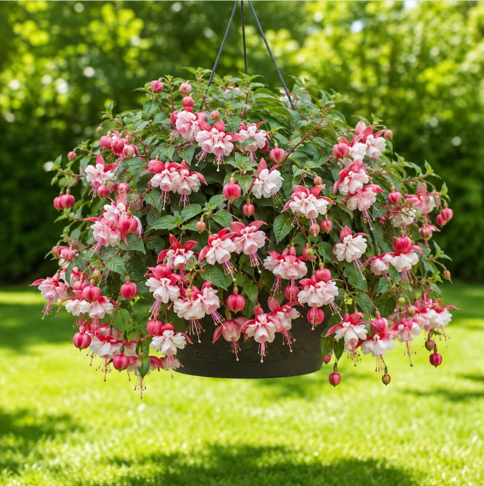 Swingtime Fuchsia Live Plant – Red & White Flowers – 4-6 inch Tall – 6 Inch Pot – Outdoor - Image 4