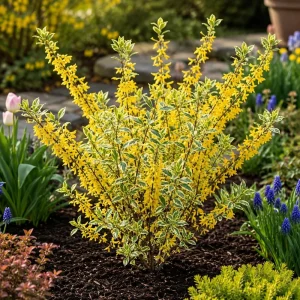 Variegated Forsythia Live Plant - Yellow Spring Flowers, Fast Growing Shrub, 2.5 Inch Pot, Outdoor - Image 5