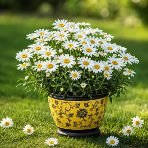 White Daisy Live Plant - Aster Flower for Home Garden, 3-5 Inch Tall - Image 1