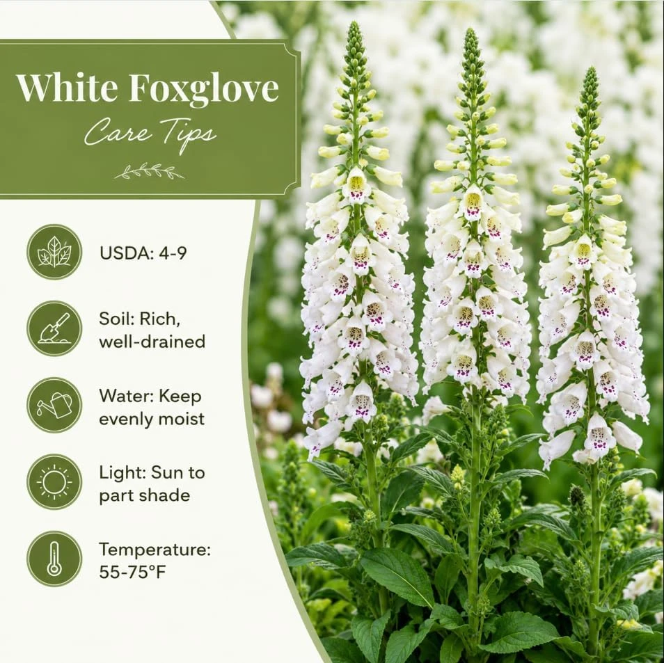 White Foxglove Live Plant - Hardy Perennial, 2-4 Inch Tall, 3 Inch Pot - Image 5