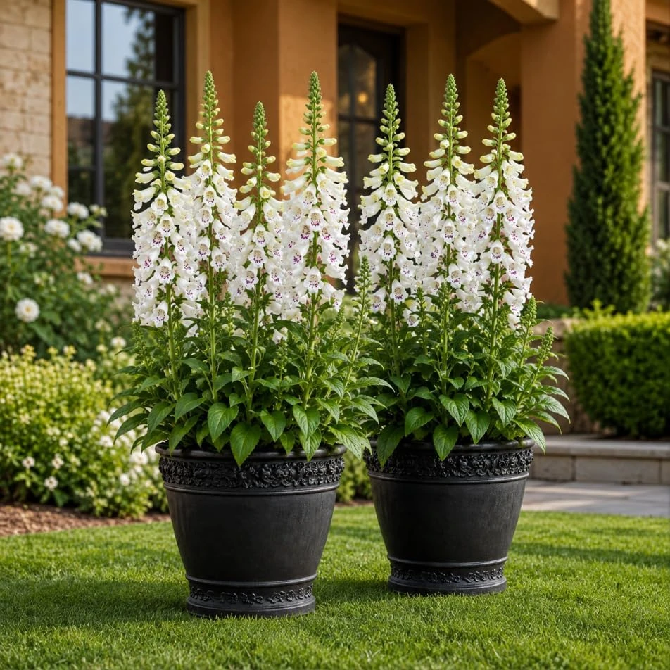 White Foxglove Live Plants, Perennial Flowers, 2-4 Inch, 3 Inch Pot, Set of 2 - Image 1