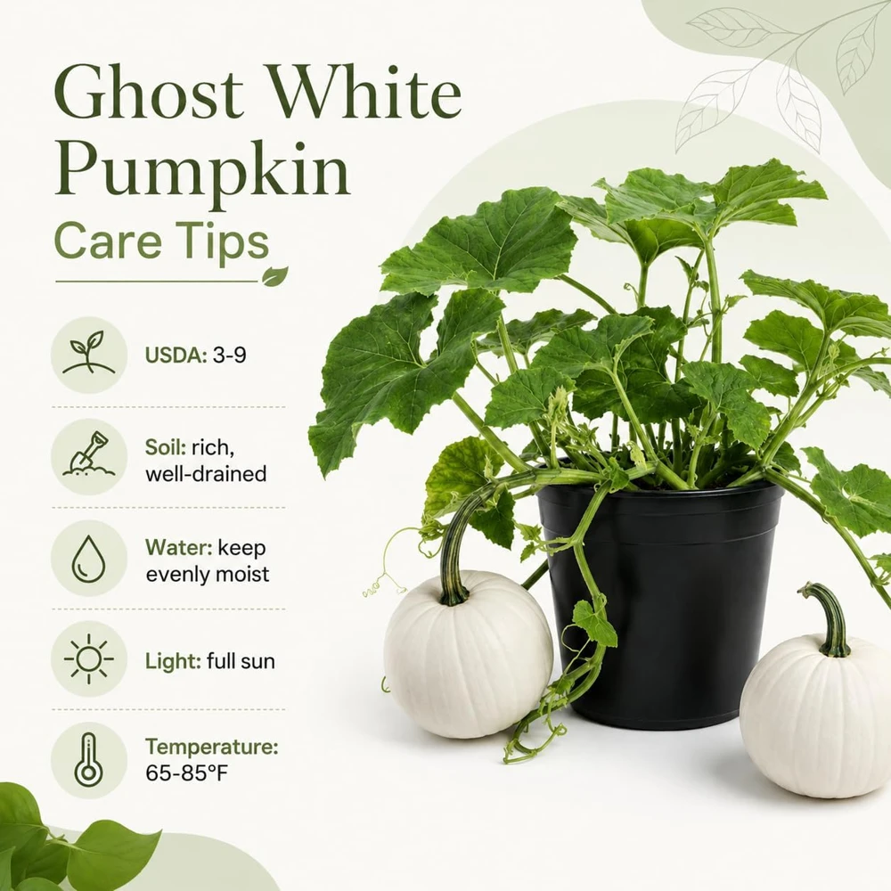 White Pumpkin Live Plant for Planting - Winter Squash Vegetable, 2-4 Inch Tall - Image 5