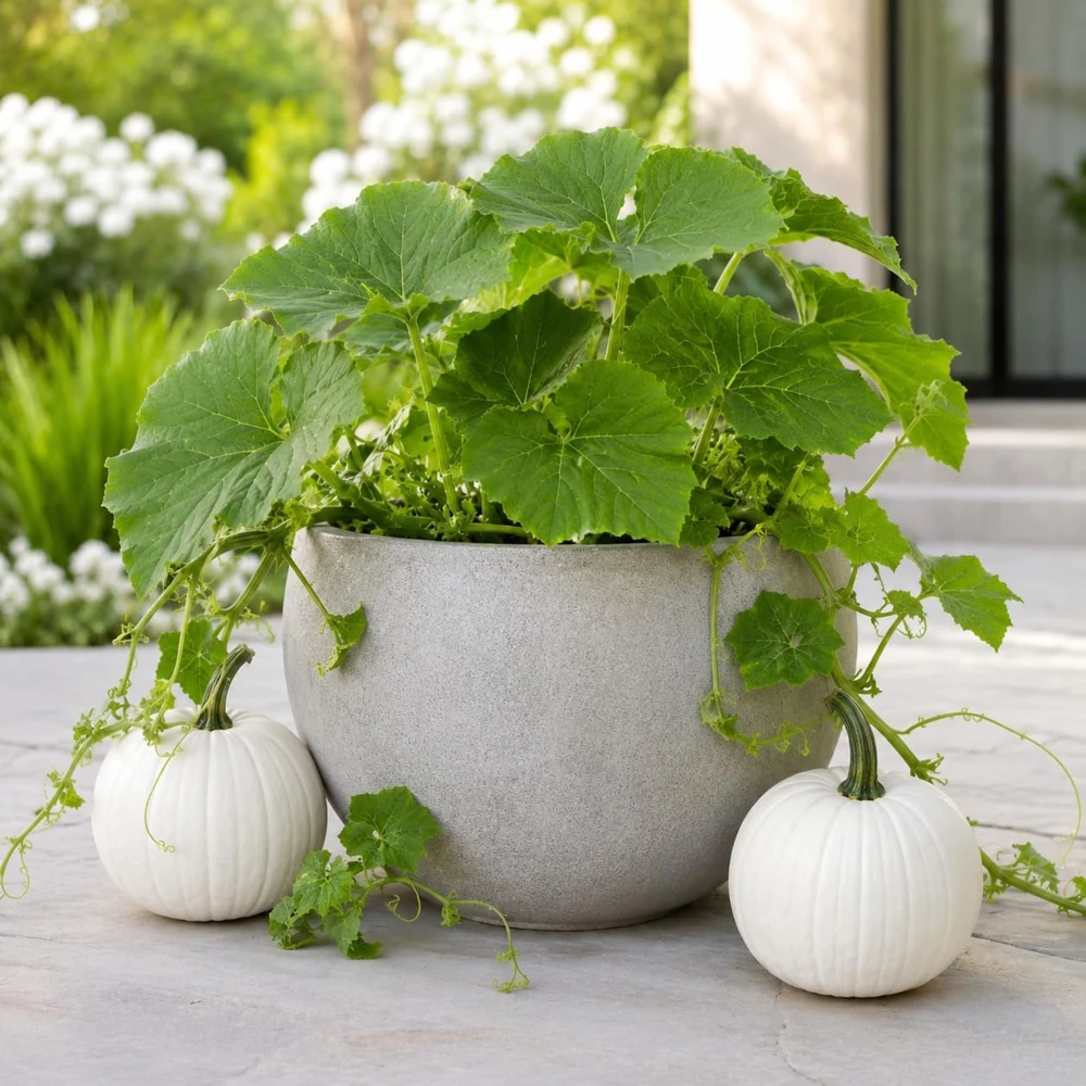 White Pumpkin Live Plant for Planting - Winter Squash Vegetable, 2-4 Inch Tall - Image 7