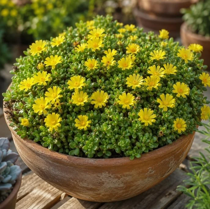 Yellow Ice Plants Live 2-Pack, 3-6 Inch Tall Succulent Ground Cover, 4 Inch Pot - Image 2