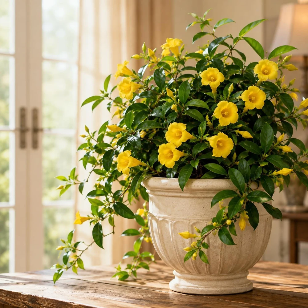 Yellow Tropical Jasmine Live Plant, 4-6 Inch Tall, 3 Inch Pot, Indoor/Outdoor - Image 1