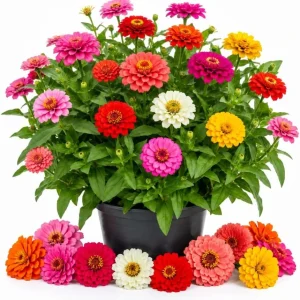 Zinnia Flower Live Plants - 3 Plants in 4 Inch Nursery Pots, 3-5 Inches Tall, Annual for Outdoor Gardens & Containers - Image 1